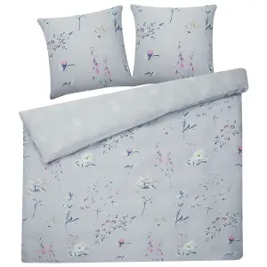 Duvet Cover Set EVERGREEN 200 x 220 cm Cotton Sateen Light Blue