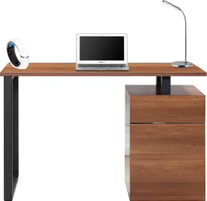 Homeology CALISTA Walnut with Matte Black Legs Contemporary Home Office Computer Desk