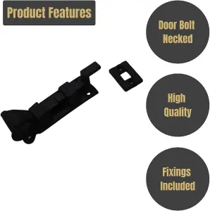 Door Bolt Scroll Black Necked - 100mm