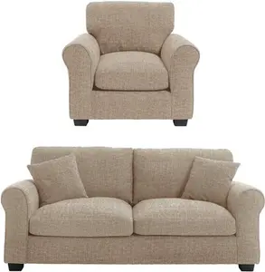 Argos Home Lisbon Fabric Chair & 3 Seater Sofa - Stone