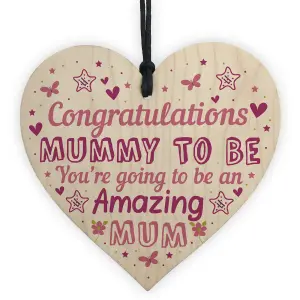 Red Ocean Mummy To Be Sign Baby Shower Mum Gift Wooden Heart New Baby From Bump Present Keepskae