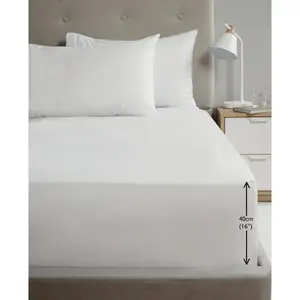 Asaru 180 Thread Count Cotton Blend Percale Fitted Sheet White / Single (3')