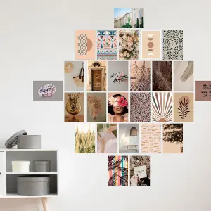 Walplus Boho Aesthetic Wall Collage Stickers Set - 30pcs