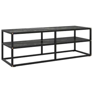 Berkfield TV Cabinet Black with Black Marble Glass 120x40x40 cm