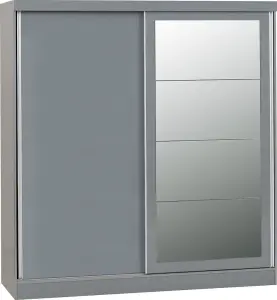 Nevada 2 Door Sliding Wardrobe with Mirror in Grey Gloss Finish