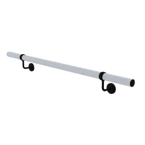 Matt White Stair Handrail Kit & Matt Black Brackets - 1.2m X 40mm