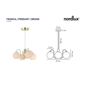 Nordlux Franca Indoor Pendant Light in Brass (Height) 19.5cm