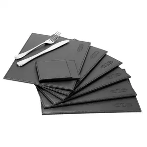 Faux Leather Placemats & Coaster Table Set - 12 Piece