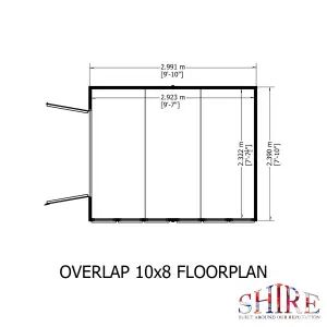 Shire 10x8 Overlap Double Door Garden Shed with Window