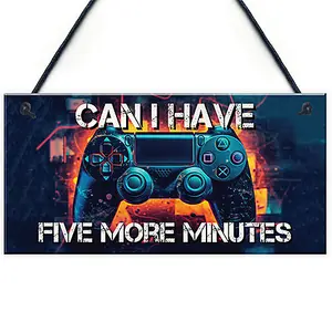 Red Ocean Neon Five More Minutes Hanging Gaming Sign For Boys Bedroom Sign Man Cave Sign Son Brother Dad Boys Gift