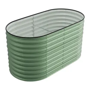 160cm W x 80cm D Light Green Oval-Shaped Galvanized Steel Raised Garden Bed Outdoor Use Only