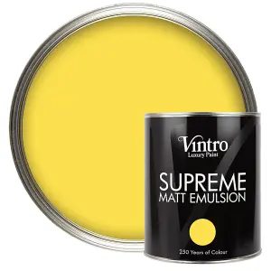 Vintro Luxury Matt Emulsion Highlighter Yellow, Multi Surface Paint for Walls, Ceilings, Wood, Metal - 1L (Yellow Maiden)