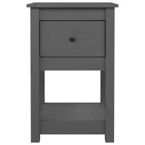 Berkfield Bedside Cabinet Grey 40x35x61.5 cm Solid Wood Pine