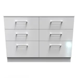 Chester 6 Drawer Wide Chest in White Gloss (Ready Assembled)