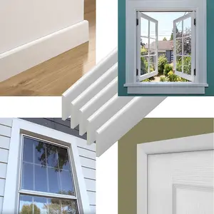 UPVC Plastic Trim - White Architrave Skirting Board Window Finishing Trim (W) 95mm (L) 2 Metre - 5 Pack