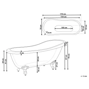 Freestanding Bath 1700 x 760 mm White CAYMAN