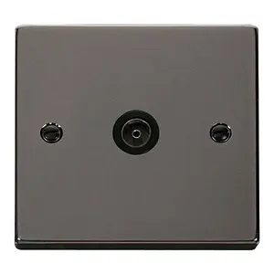 Black Nickel 1 Gang Single Coaxial TV Socket - Black Trim - SE Home