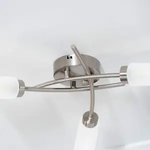 ValueLights Maya 3 Way Curved Cross Over Design Brushed Chrome Ceiling Light Fitting for Living Room Hallway