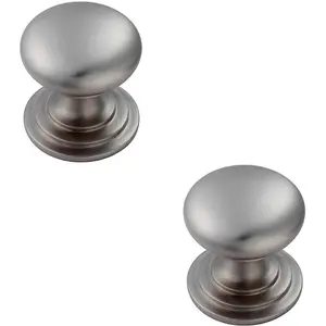 2x Victorian Round Cupboard Door Knob 25mm Dia Stainless Steel Cabinet Handle