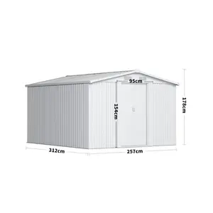 Ajay 8ft. W x 10ft. D Metal Apex Tool Shed Dark Green