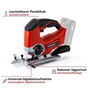 Einhell Cordless Jig Saw 80mm 18V Power X-Change Jigsaw TE-JS 18/80 Li Solo - Body Only