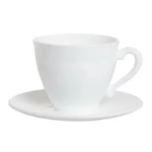 URBNLIVING 8cm Height Luminarc Opal Glass Cup & Saucer Set of 6