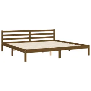 Berkfield Bed Frame with Headboard Honey Brown 200x200 cm Solid Wood