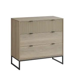 Melody Maison Large 3 Drawer Chest of Drawers - Hesley Nordic Wood Range