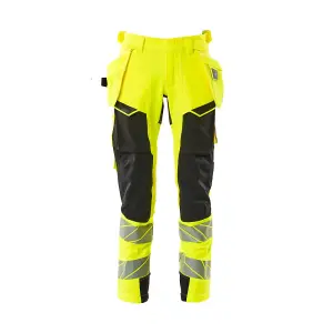 Mascot Accelerate Safe Trousers with Holster Pockets - Hi-Vis Yellow/Black   (40.5) (Leg Length - Short)