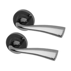 Intelligent Hardware - Internal Door Handle - Pair - Lever on Round Rose - Scimitar - Black Nickel