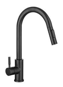 Aquarius TrueCook Series 93 Black Pull Out Single Lever Kitchen Mixer Tap