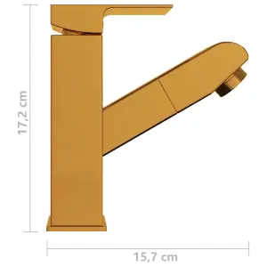 Bathroom Basin Faucet with Pull-out Function Gold 157x172 mm