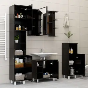 Berkfield Bathroom Cabinet Black 30x30x179 cm Engineered Wood