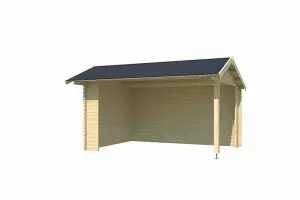 Lasita Osland San Diego Gazebo Shelter - 4.25m x 3m - 34mm Wall Logs Garden Canopy