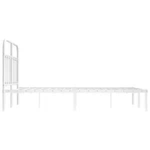 Berkfield Metal Bed Frame with Headboard White 120x190 cm