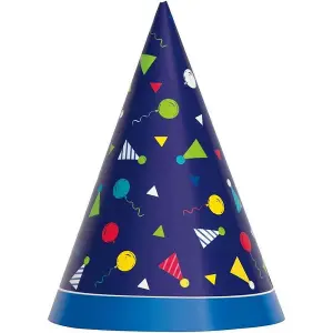 Unique Party py Theme Party Hats (Pack of 8) Blue (One Size)