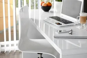 Furniturebox UK Enzo White High Gloss Computer Office Desk