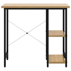 Berkfield Computer Desk Black and Light Oak 80x40x72 cm MDF and Metal