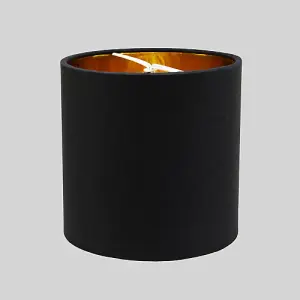 Contemporary Black Cotton 6 Clip-On Candle Lamp Shade with Shiny Golden Inner