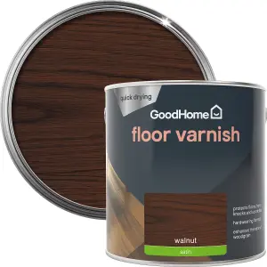 GoodHome Walnut Satin Floor Wood varnish, 2.5L