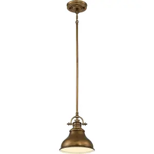 Elstead Emery 1 Light Dome Ceiling Mini Pendant Weathered brass, E27