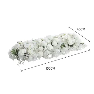 White Artificial Rose Flowers Wedding Centerpieces  100cm(L)