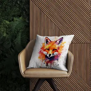 Watercolour Splashart Fox Face Outdoor Cushion 45cm x 45cm