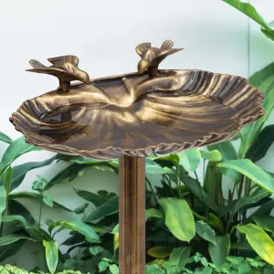 GardenKraft 17390 Bird Bath with Built-In Base Planter