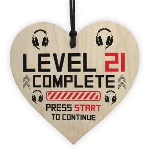 Red Ocean 21st Birthday Gamer Gift Wooden Heart Novelty 21st Birthday Gifts For Son Brother