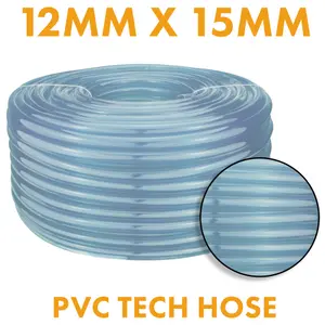 5m clear pvc tubing 12 x 15mm, food grade flexible pipe for water gas or aquarium airline