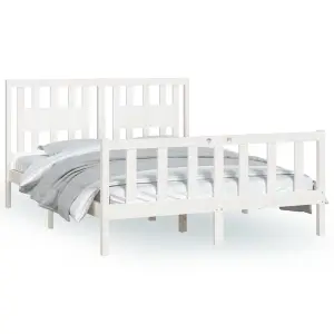 Berkfield Bed Frame with Headboard White Solid Wood Pine 120x200 cm