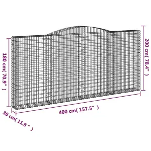 Berkfield Arched Gabion Basket 400x30x180/200 cm Galvanised Iron