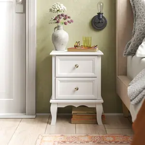 Yarmouth 2 Drawer Bedside Table (Set of 2) White