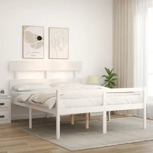 Berkfield Bed Frame with Headboard White 160x200 cm Solid Wood